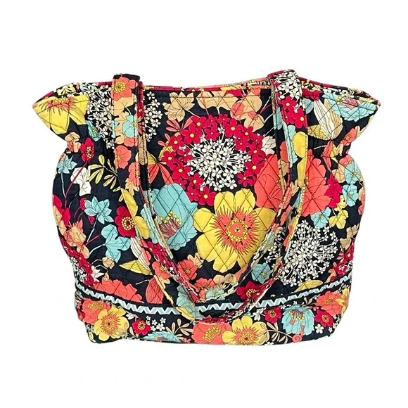 Vera Bradley Happy Snails Large Quilted Tote Bag Cottagecore Travel Retired 2011 - Picture 4 of 10